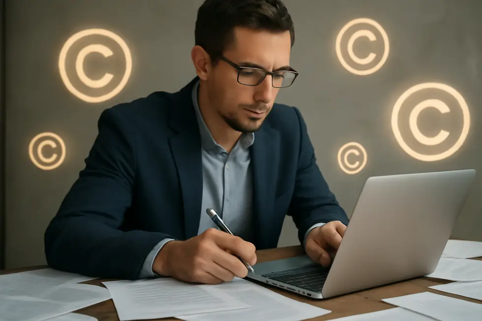 Illustration of copyright arising automatically the moment an author fixes their writing in a tangible form.