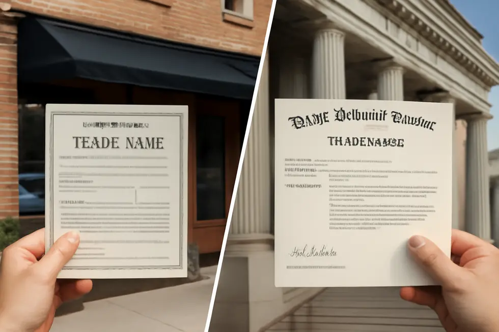 A business owner completing Colorado’s trade name registration form, symbolizing understanding legal requirements.