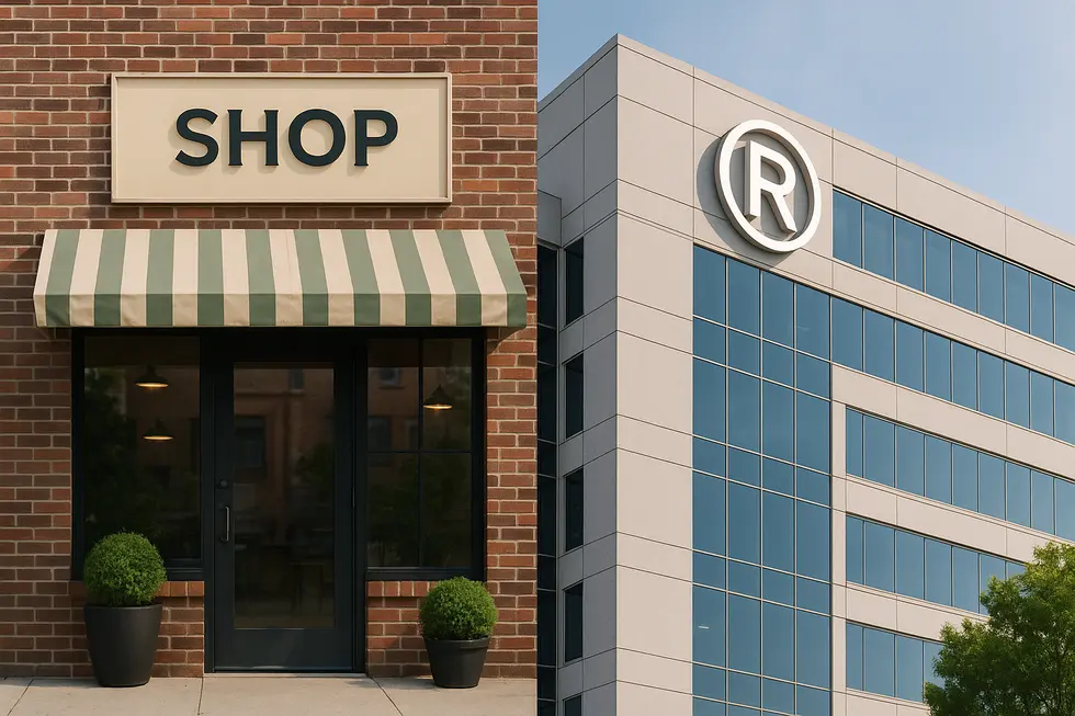 A business owner studying legal documents to understand trademark registration.