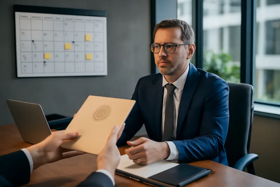 Business owner and expert collaborating on legal formation documents with an online state filing system.
