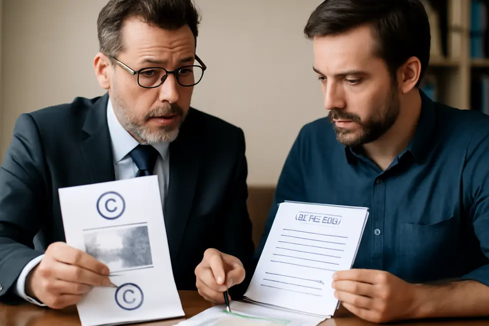 Explaining the limitations of copyright protection regarding artist names to a business owner.