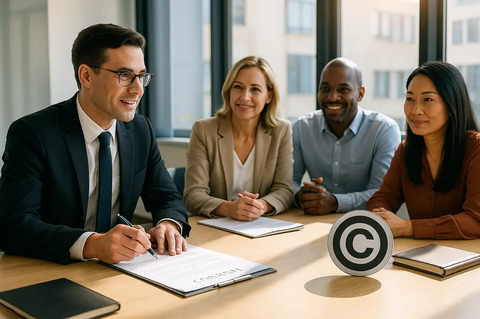 Business owners receiving expert advice on the six exclusive rights underpinning copyright protection.
