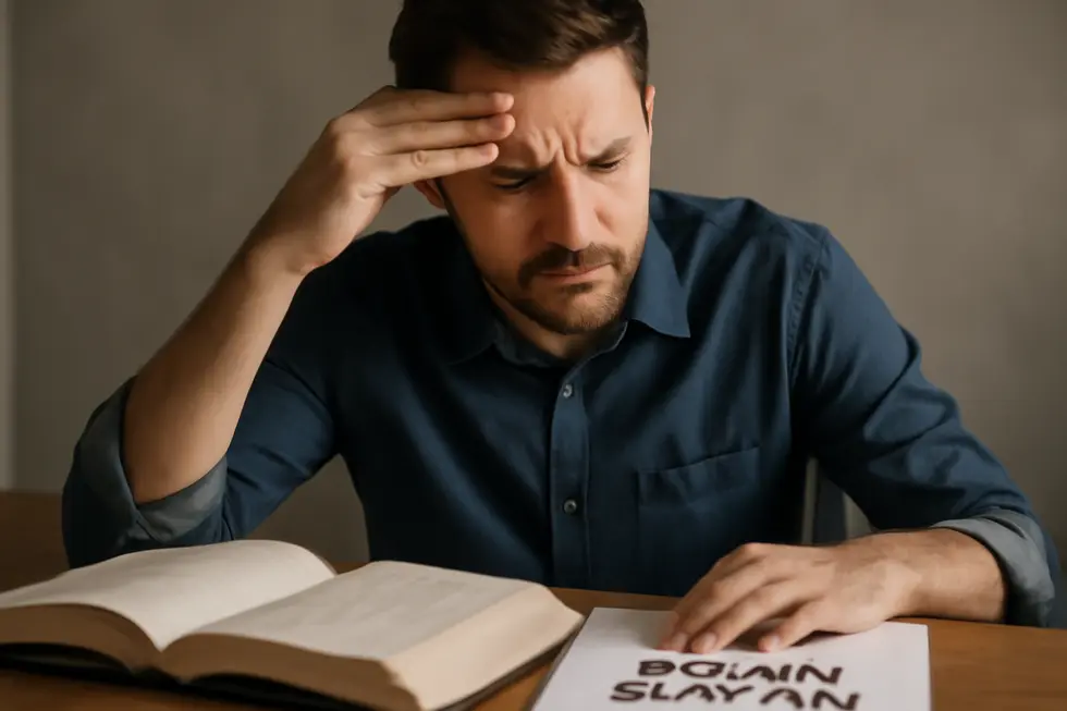 Business owner reviewing copyright law, highlighting why short phrases can’t be copyrighted.