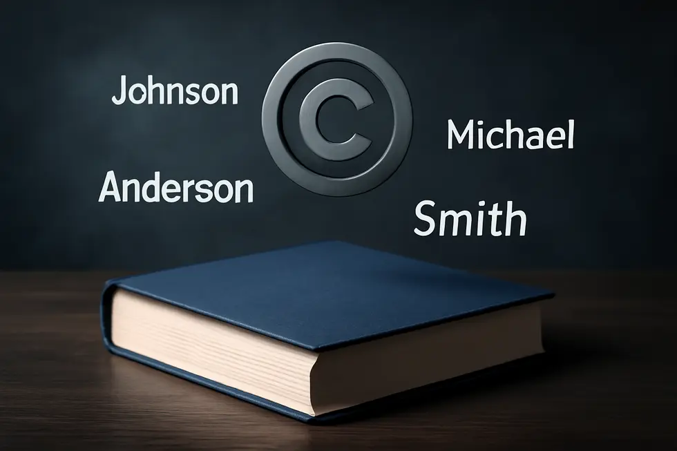 Illustration emphasizing that copyright law excludes protection for names, focusing instead on original creative works.