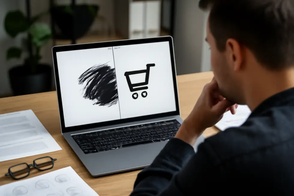 Illustration representing the dual protections—copyright and trademark—applicable to logos.