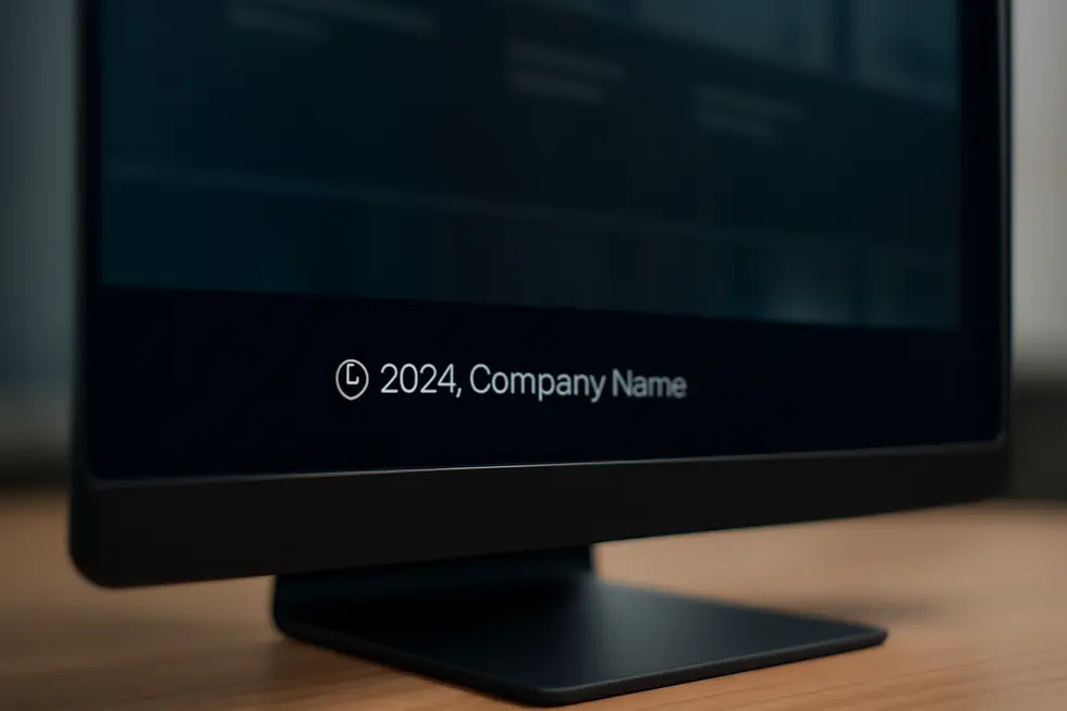 A website footer highlighting the core components of a copyright notice: symbol, year, and owner name.