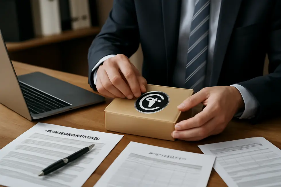 A business owner establishes trademark rights through actual use in commerce within a legal context.