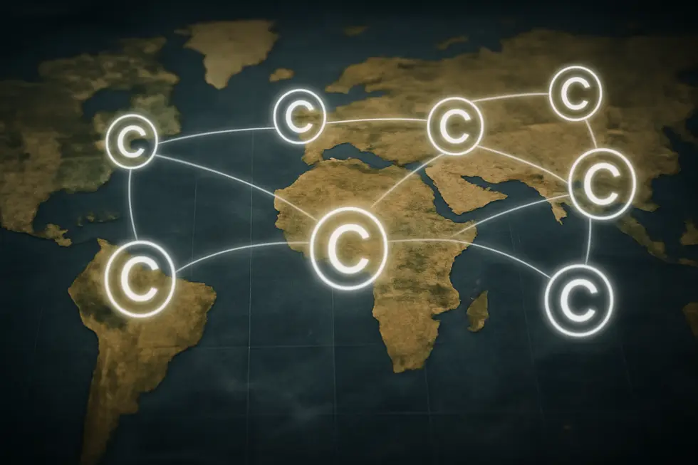 Global map highlighting the international standards that harmonize copyright term durations across countries.