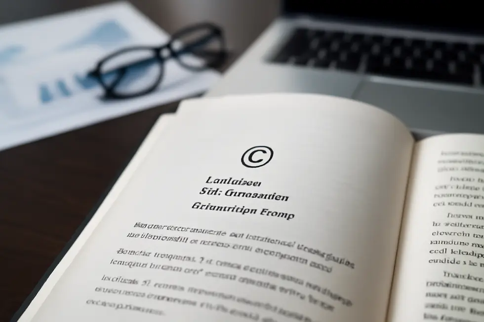 A detailed view of the legal elements on a book copyright page highlighting important copyright symbols and ownership information.
