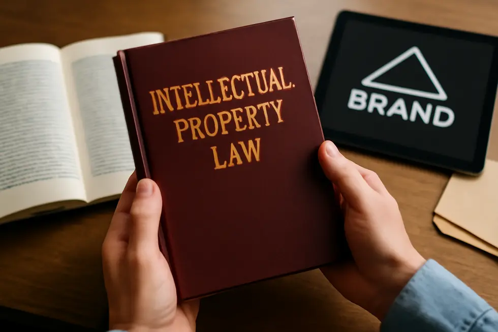 Business professionals discussing copyrights and trademarks as key intellectual property protections.