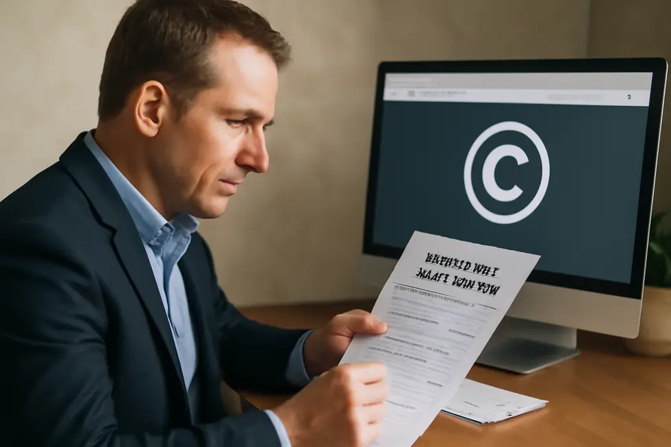 An example of a website footer showcasing the core elements of a copyright message essential for business owners.