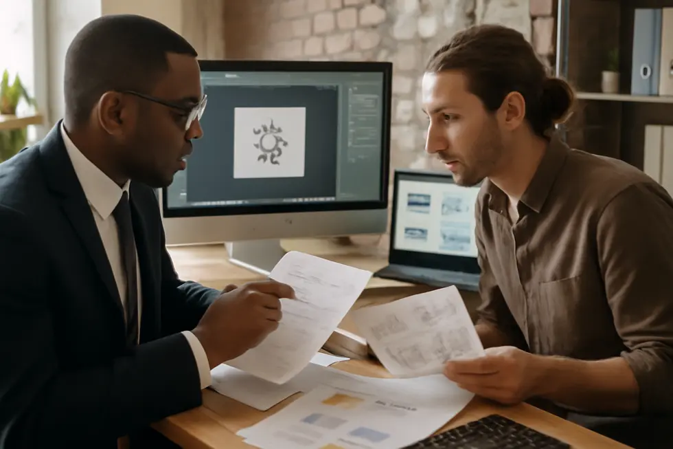 A business owner securing clear copyright ownership through precise contract language.