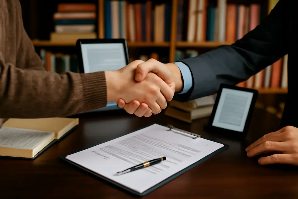 Business owner engaged in understanding the exclusive scope of copyright distribution rights with legal counsel.