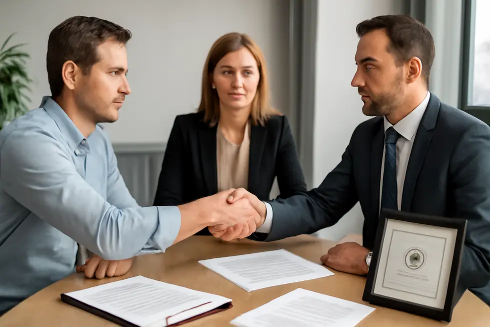 Business owner analyzing trademark registration options related to business names.