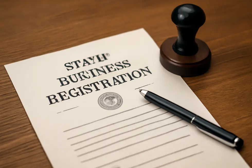 Document showing the importance of unique business names during state registration.