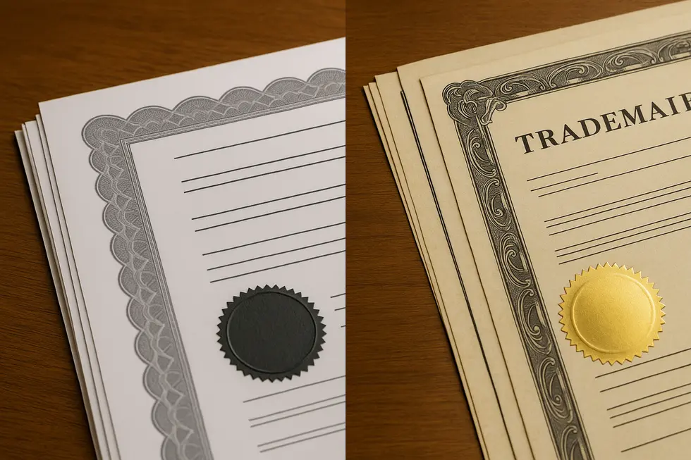 Illustration of a business contemplating mandatory trademark registration.