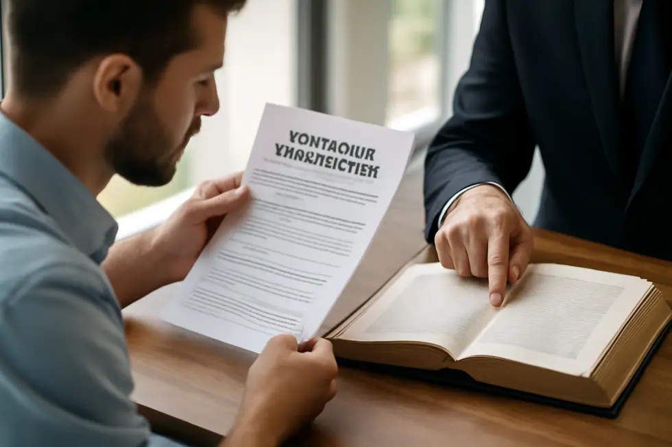 A business owner displaying a distinctive trademark logo that reinforces brand identity and legal protection.