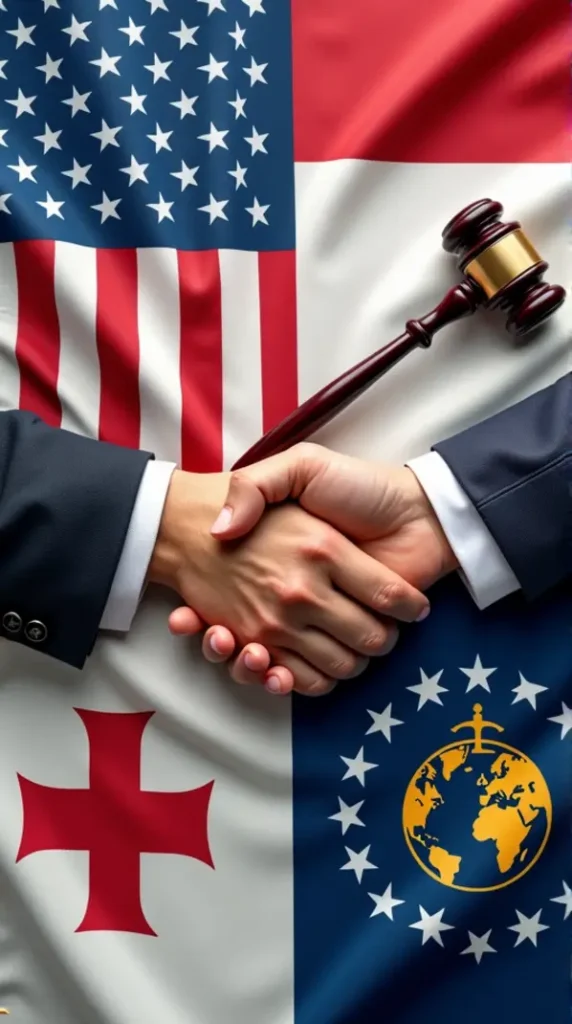 A collage of images symbolizing legal protection and international reach in trademark topics.
