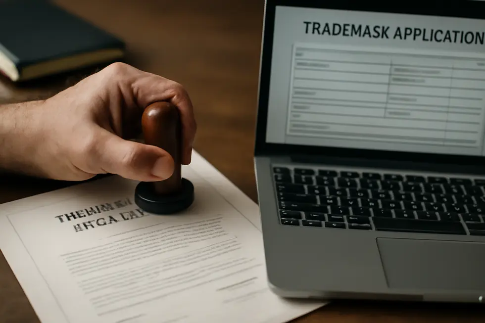 Business owner examining official documents showcasing the legal significance of a brand trade name.